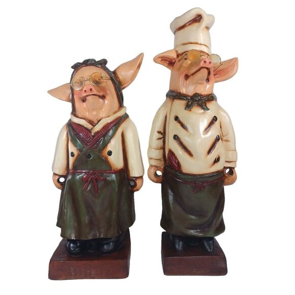 Vtg Bombay 25" R Shipman Pig Chef Cook Maid Sculptures Kitchen Restaurant Decor - Picture 13 of 15